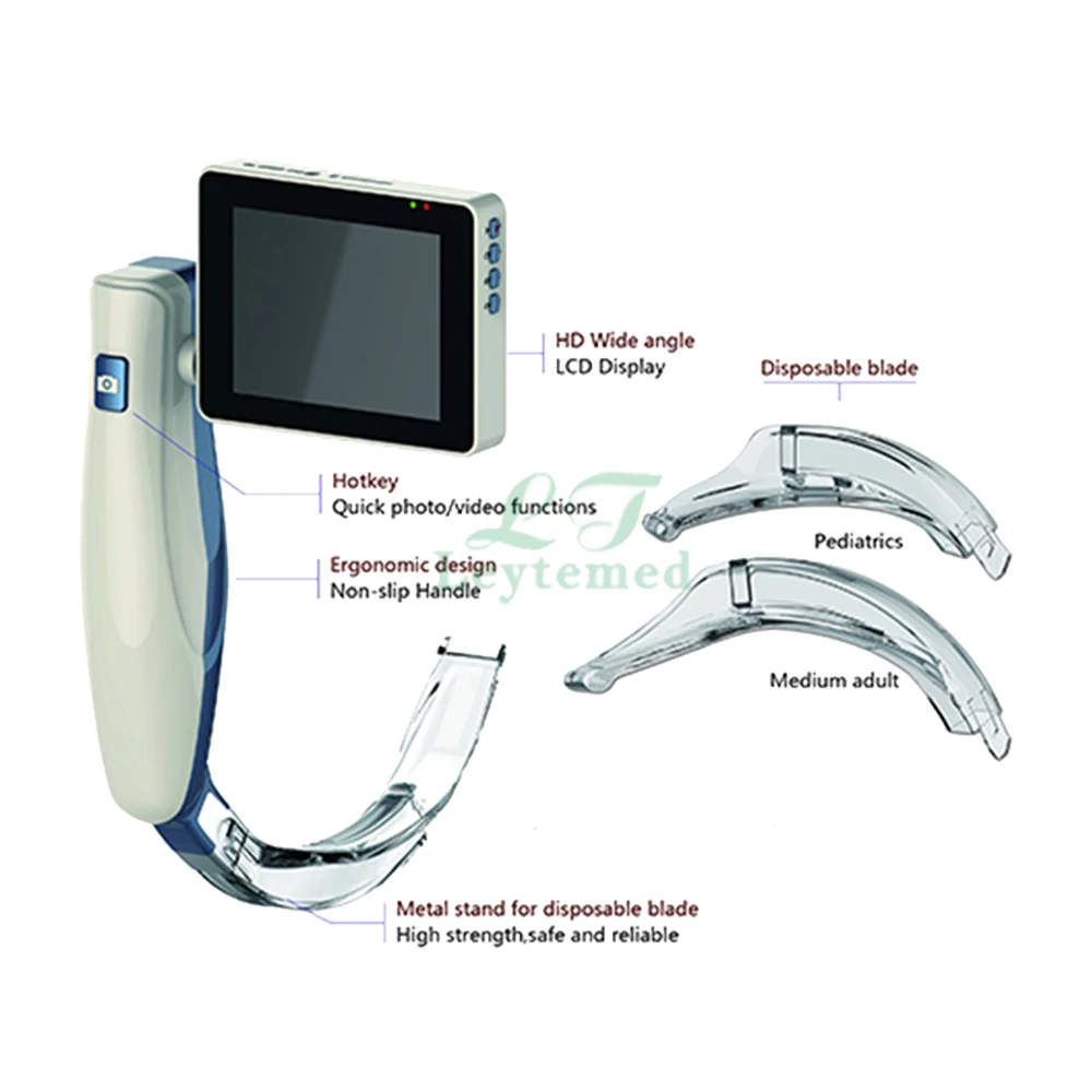 

Handheld medical disposable video laryngoscope types with adult blade