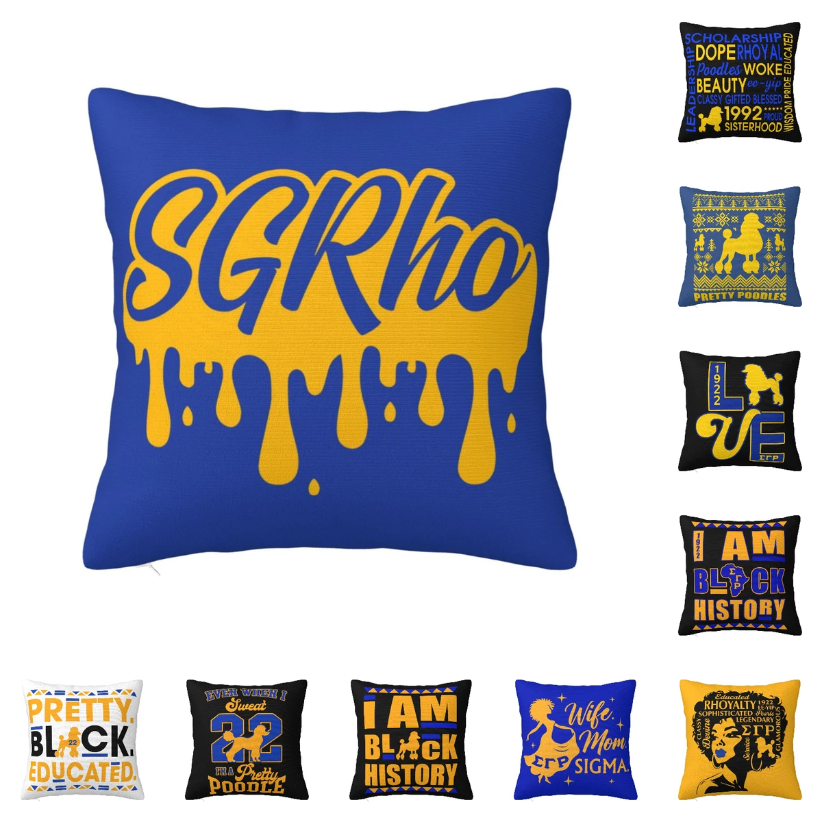 Sigma SGR Gamma Rho 2-Pack Square Throw Pillow Case Cover Double-sided Printing Cushion Covers Home Decor Sofa Couch Bed