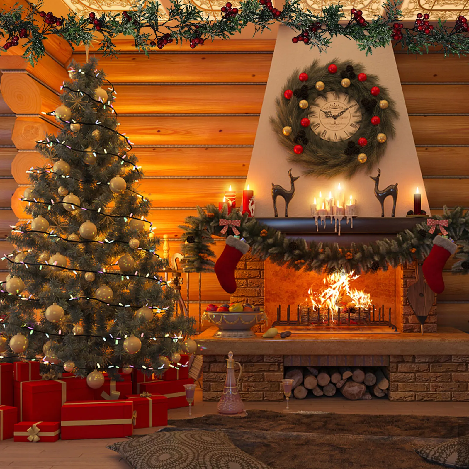 

Simulated Pine Branch Decorations Artificial Branches Garland Realistic Wood Holiday Plastic