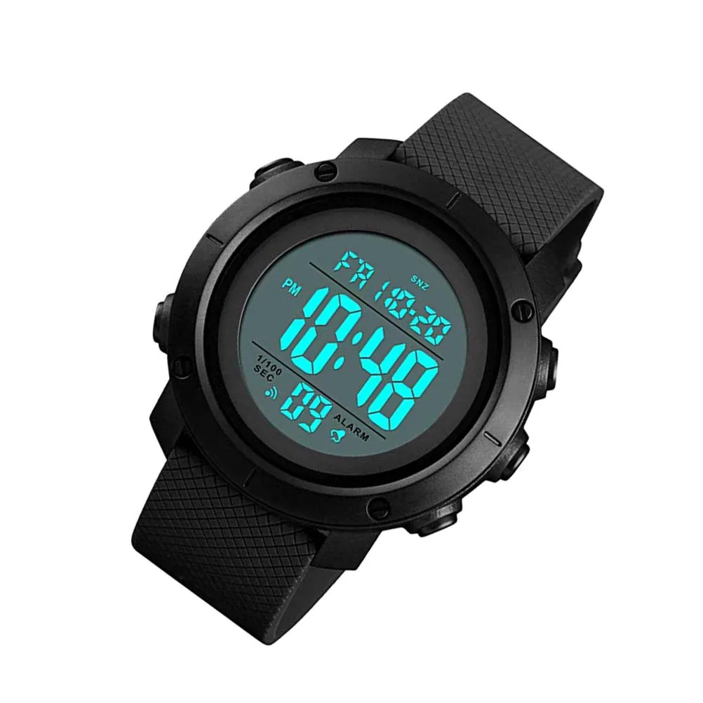 

Men's Digital Sports Watch Black Analog Dual Time Stopwatch Alarm Compass Waterproof Outdoor Wrist Watch Digital Watches