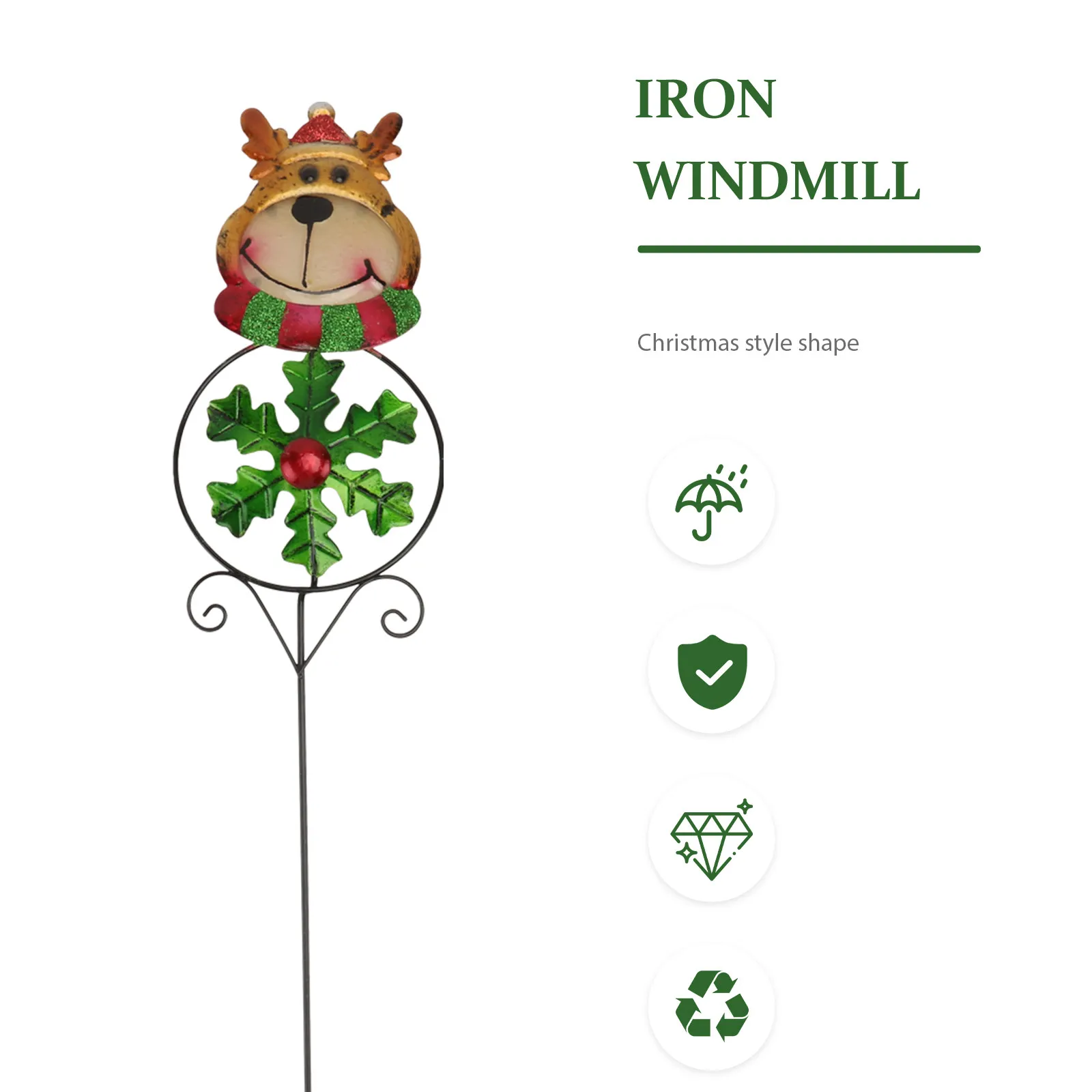 1Pcs Premium Iron Christmas Windmill Decorative Pinwheel for Outdoor Yard Garden Lawn Patio Party Decoration Festive Holiday