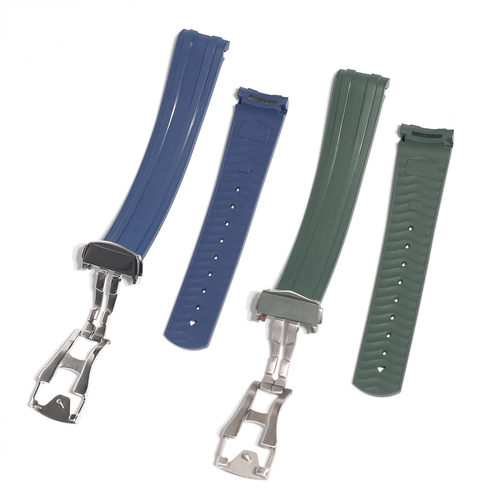 1:1 استنساخ صالح ل 42 مللي متر الهاتفي أوميغا ساماستر 300 FKM حزام ساعة مطاطي خيارات مرنة منحني نهاية حزام (استيك) ساعة مع صندوق هدية