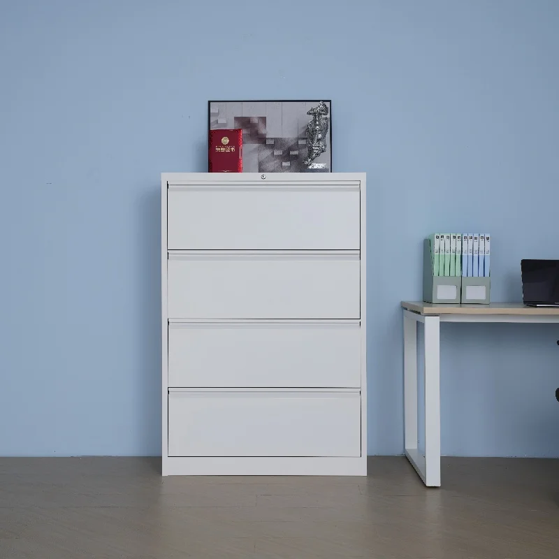 Adjustable 4-Drawer Metal File Cabinet Industrial Lockable Foldable Office Storage Furniture for Home School Hotel Living Room