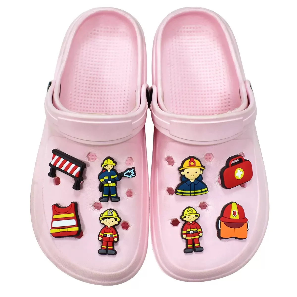 1-22pcs Firefighter Fire Alarm Ladder Pvc Cartoon Shoe Charms Decorations Kids Buckle Clog DIY Cute Backpack Holiday Gift