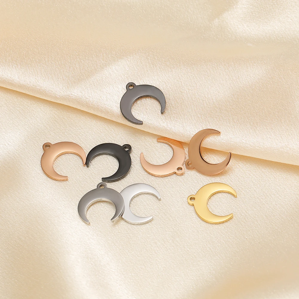 5pcs Gold Color Stainless Steel Ox Horn Charms Moon Necklaces for DIY Jewelry Making Handmade Pendants Bracelets Accessories view 4