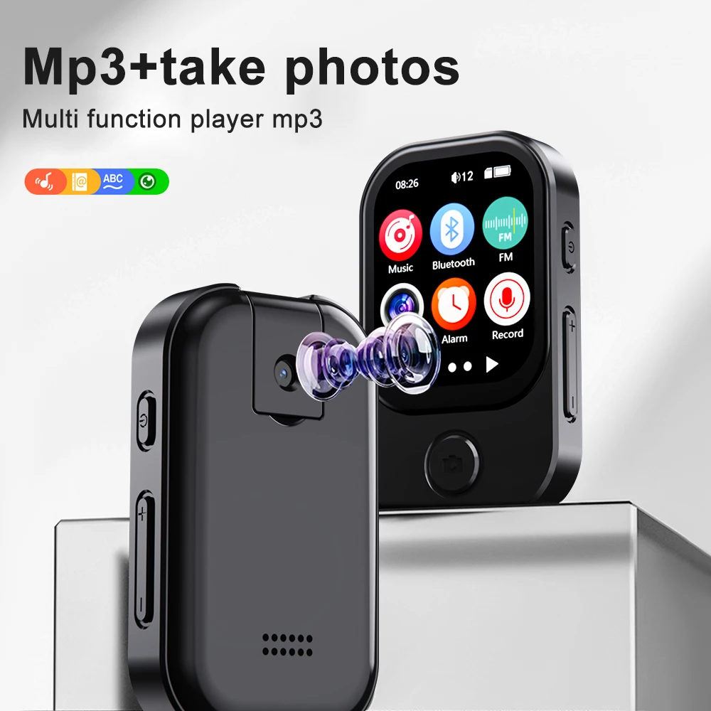 Portable Music Player BT5.4 HiFi Lossless Audio MP4 Walkman Touch Screen Built-in Speaker Recorder Camera Video Player FM E-book