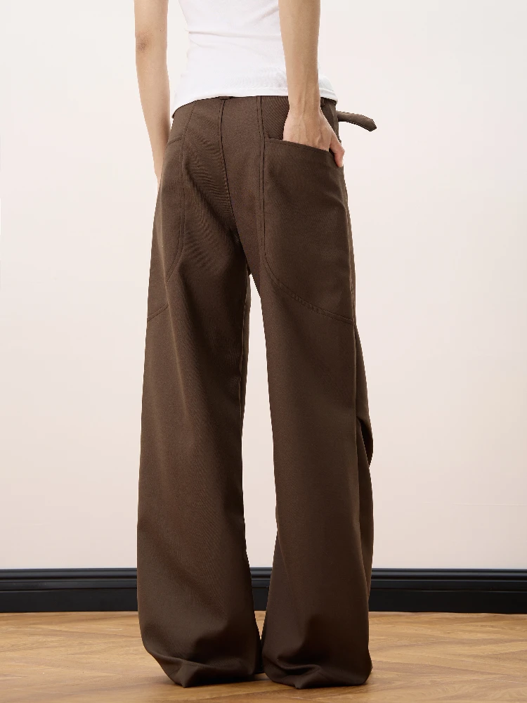 กางเกงสูทเอวจีบดีไซน์แบบอเมริกัน ทรงหลวม ขาตรง สไตล์ลำลอง เหมาะสำหรับใส่ไปทำงาน ทรงปกติ เนื้อผ้าบาง