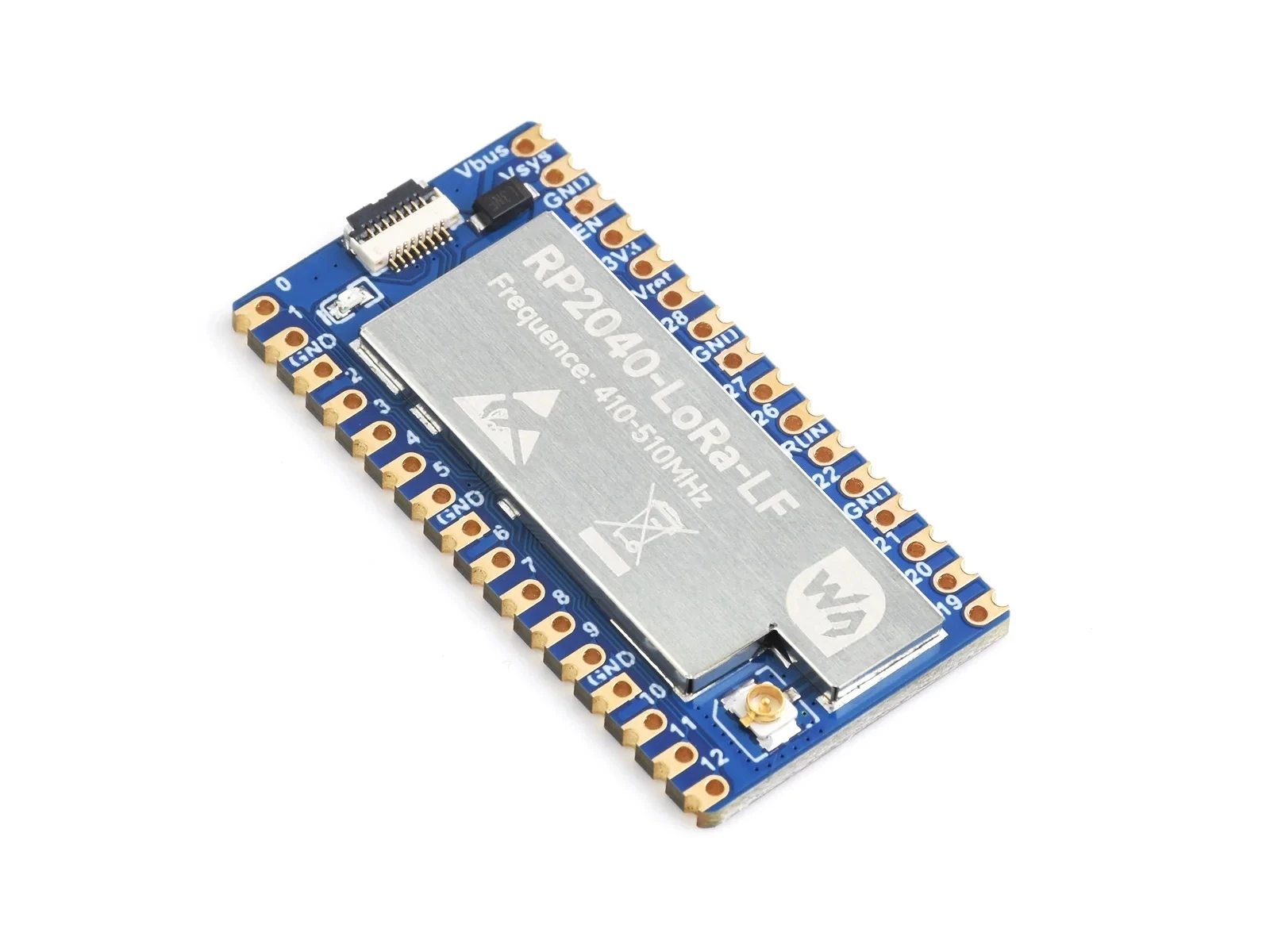 Placa de desenvolvimento Waveshare RP2040-LoRa-LF-Kit, integra chip RF SX1262, comunicação de longo alcance, opções para banda de frequência