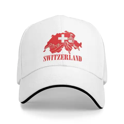 Switzerland Map Mountains Alps Sandwich Baseball Cap Casual Since 1291 Suisse Men Women Adjustable Headwear Outdoor Gift Hat
