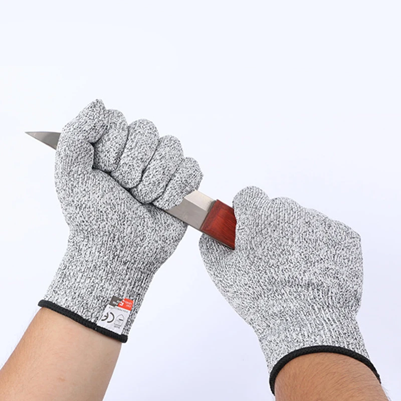 1Pair Anti Cut Proof Gloves Hot Sale GMG Grey Black HPPE EN388 ANSI Anti Cut Level 5 Safety Work Gloves Cut Resistant Gloves