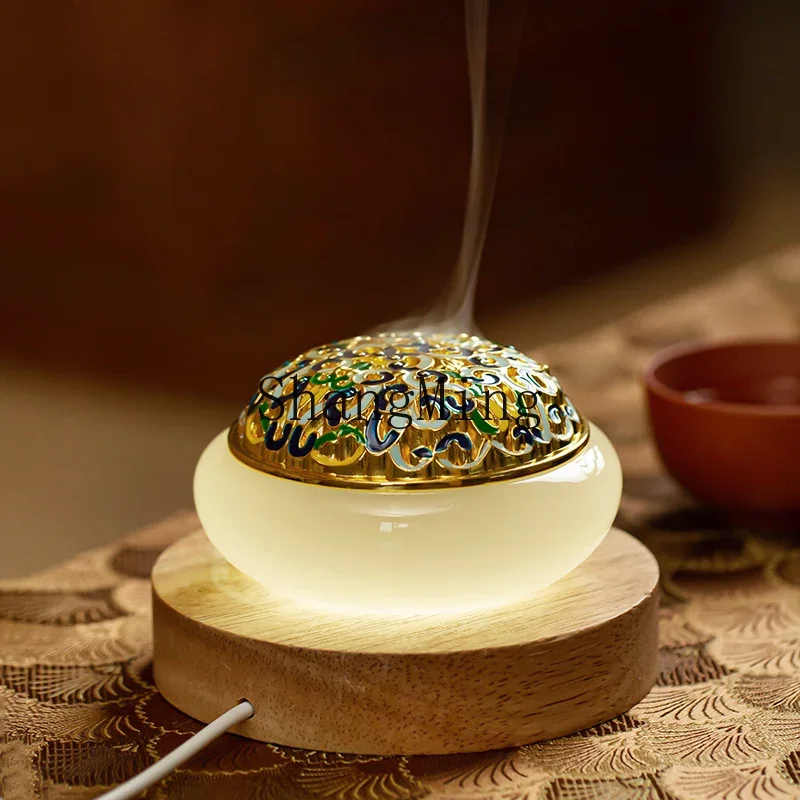

creative sandalwood burner home agarwood incense indoor living room aroma burner glazed jade enamel incense seal stove