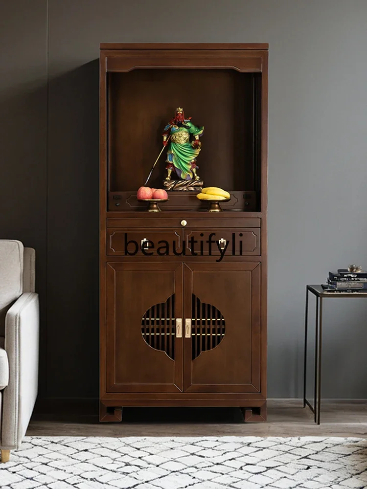 

New Chinese-style solid wood Buddhist niches for household use with doors Buddhist cabinets for household use