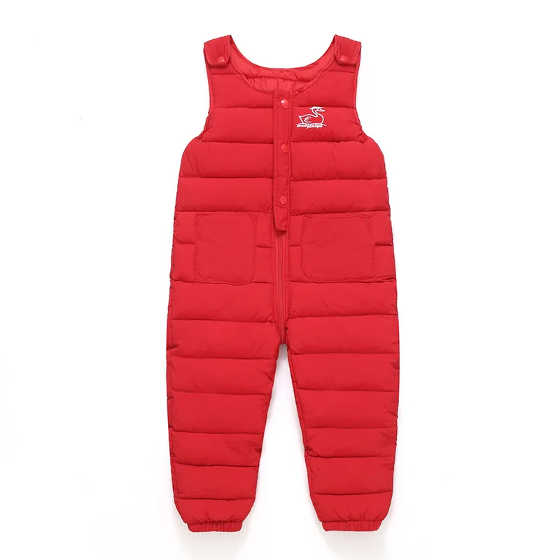 2024 New Children's Down Cotton Strap Pants Boys and Girls Baby Warm Jumpsuit Outdoor Sports Pants Infant Ski Pants 0-5Y