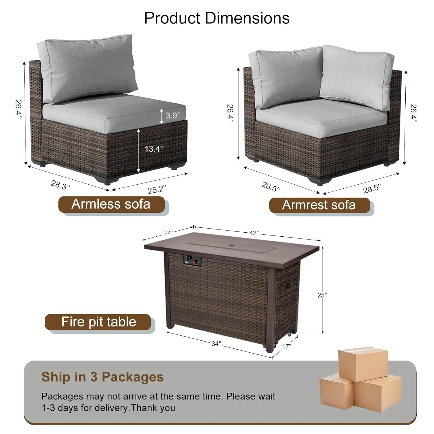 7-Piece Patio Sectional Sofa Set with 44