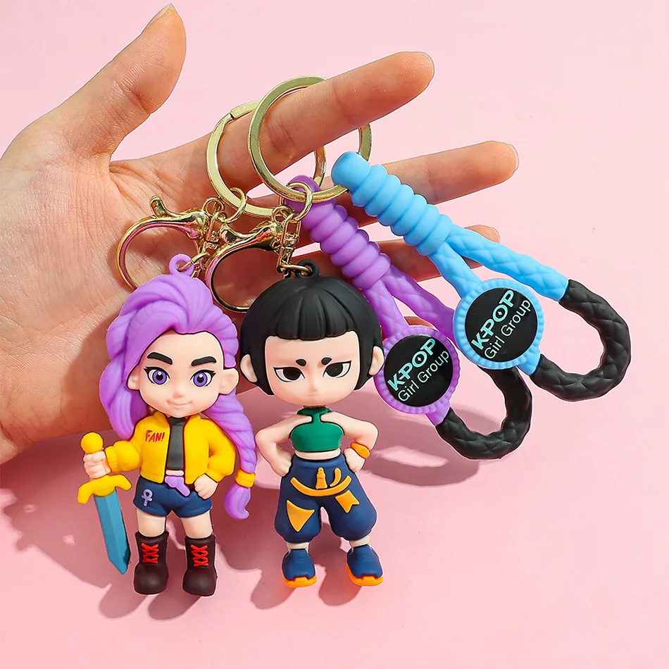 Anime kpop demon caçadores figura de palco brinquedo pvc chaveiro saco pingente coleção dos desenhos animados modelo presente para crianças