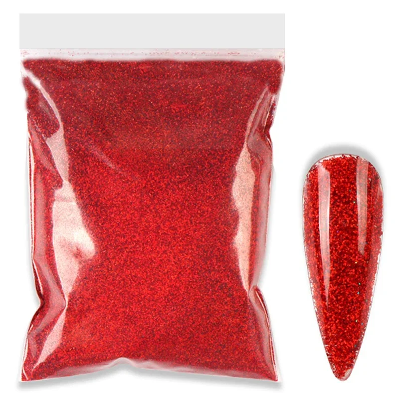 50g Shiny Red Holographic Nail Art Glitter Powder Laser Reflective Manicure Accessories