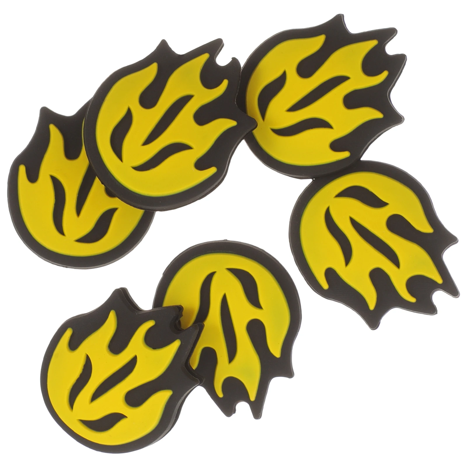 

6 Pcs Tennis Racket Shock Absorber Dampener Flame Design Yellow Vibration Reducer for Rackets Silicone Practical Accessories