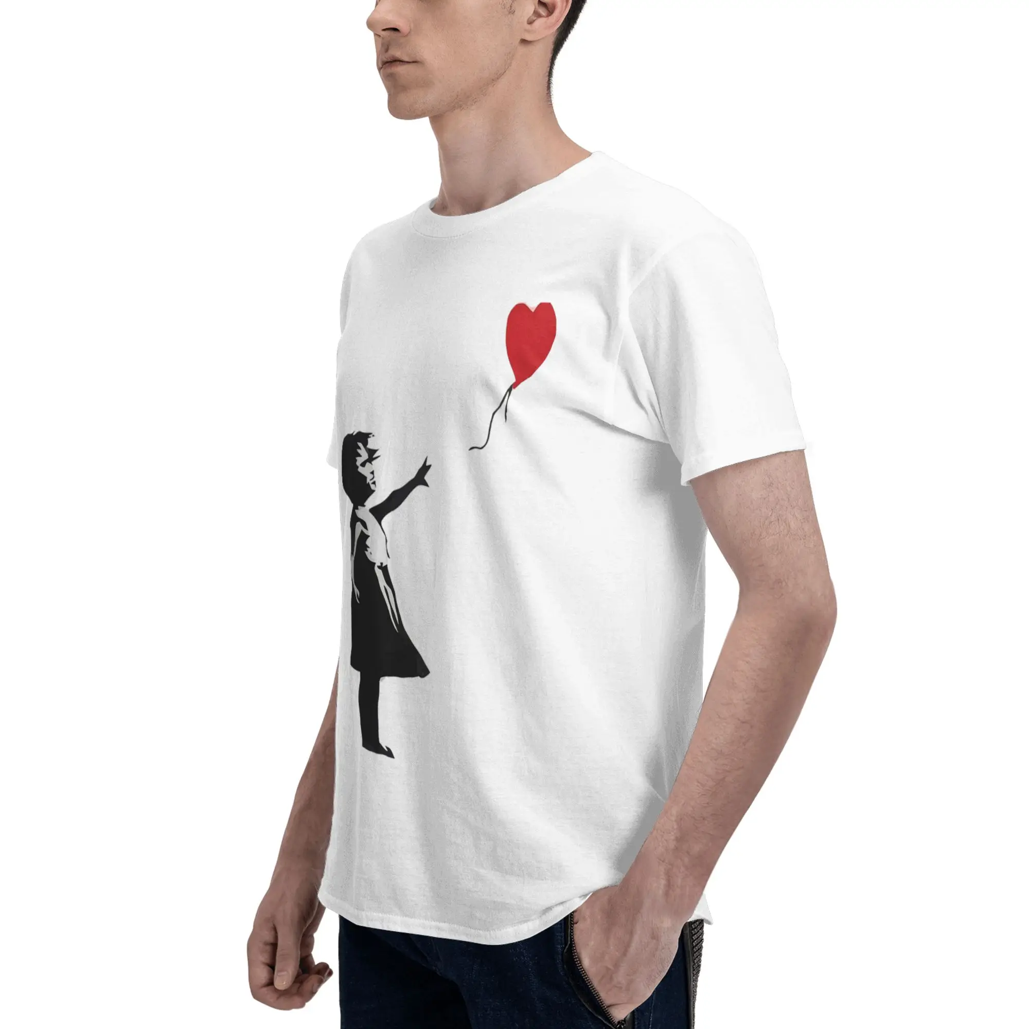 

Бенкси - футболка из 100% хлопка для девочек с воздушным шаром, мужские модные футболки, мужские футболки с круглым вырезом и коротким рукавом, S-6XL