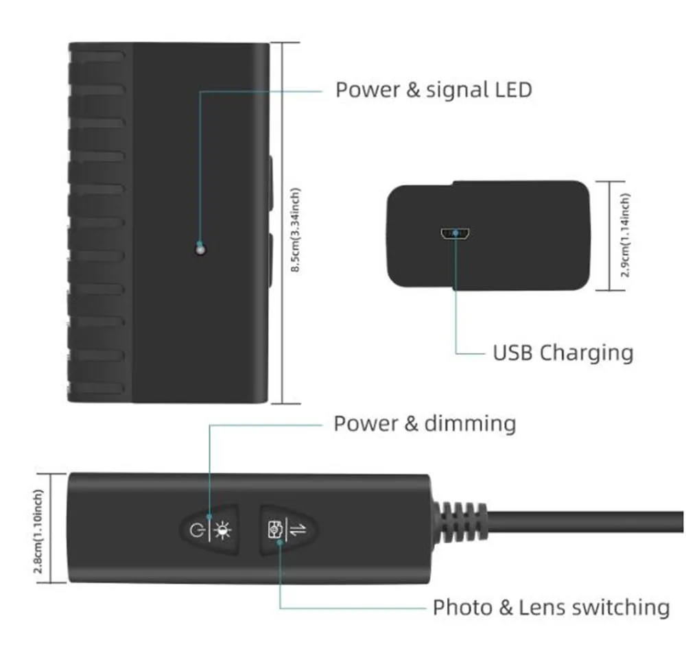 

2MP 1080P Dual Lens Wireless WIFI Industrial Endoscope For Android&ISO Smart Phone CMOS Borescope Inspection Pipe Scope
