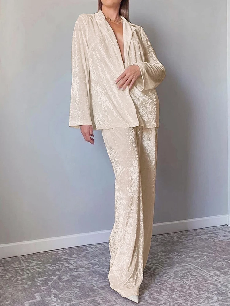 Hiloc-Ensemble de vêtements de nuit en velours à manches longues pour femmes, vêtements de nuit à revers, olympiques de surintendant ogo ser, simple