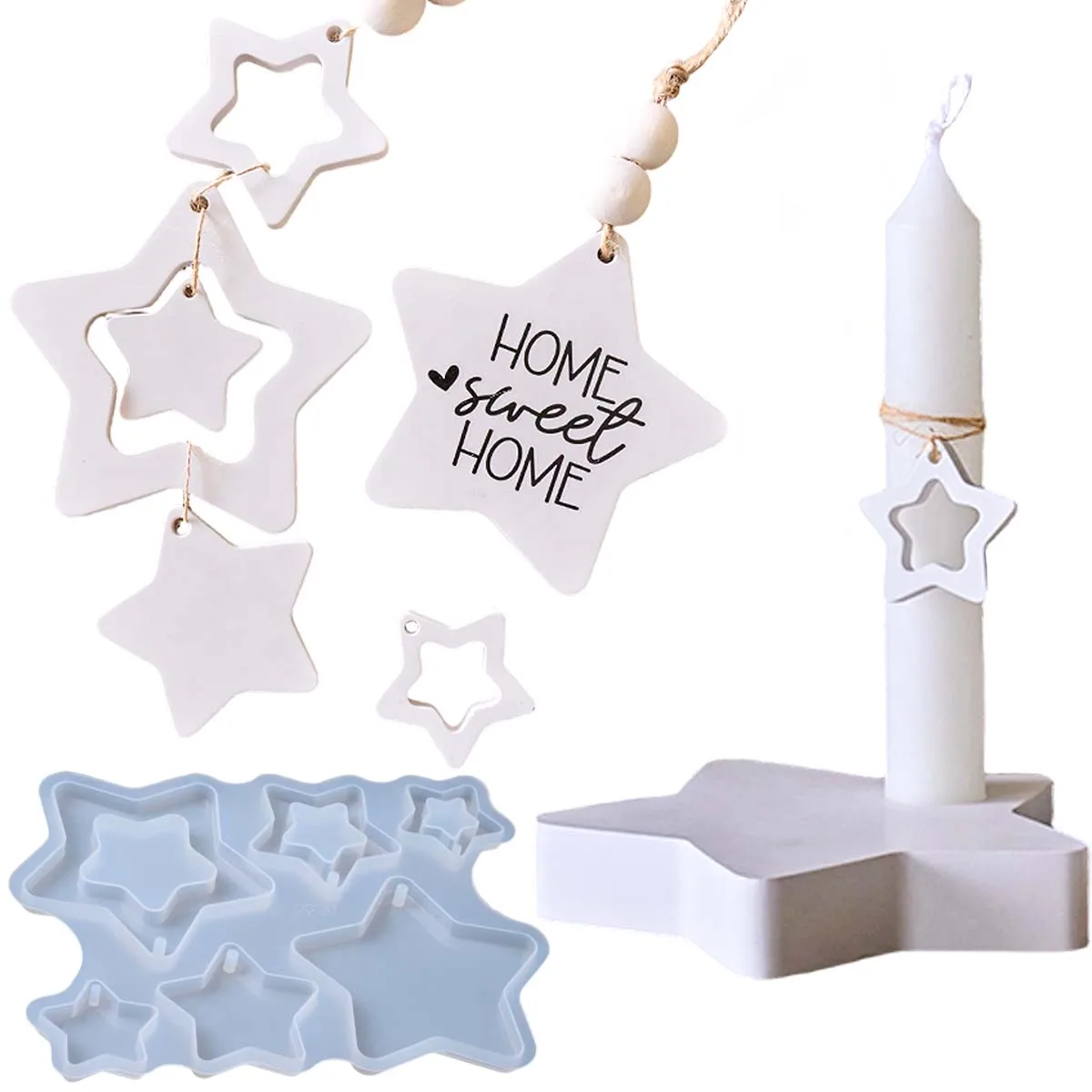 Stern Form Kerzenhalter Silikon Form DIY Hohl Stern Ornament, Der Gips Harz Leuchter Casting Formen Hause Handwerk Dekor