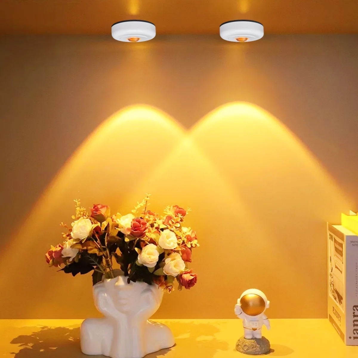 Cat Eye Spotlight Battery Power Under Cabinet Light Sunset Rainbow Atmosphere LED Night Lamp Closet Cupboard Bookshelf Decor