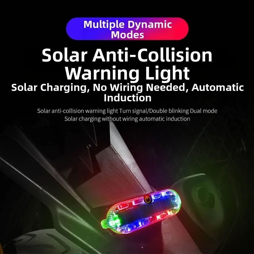 New Waterproof Solar LED Warning Light Solar Powered Intelligent Sensing Flashing Warning Light Bicycle Safety Light