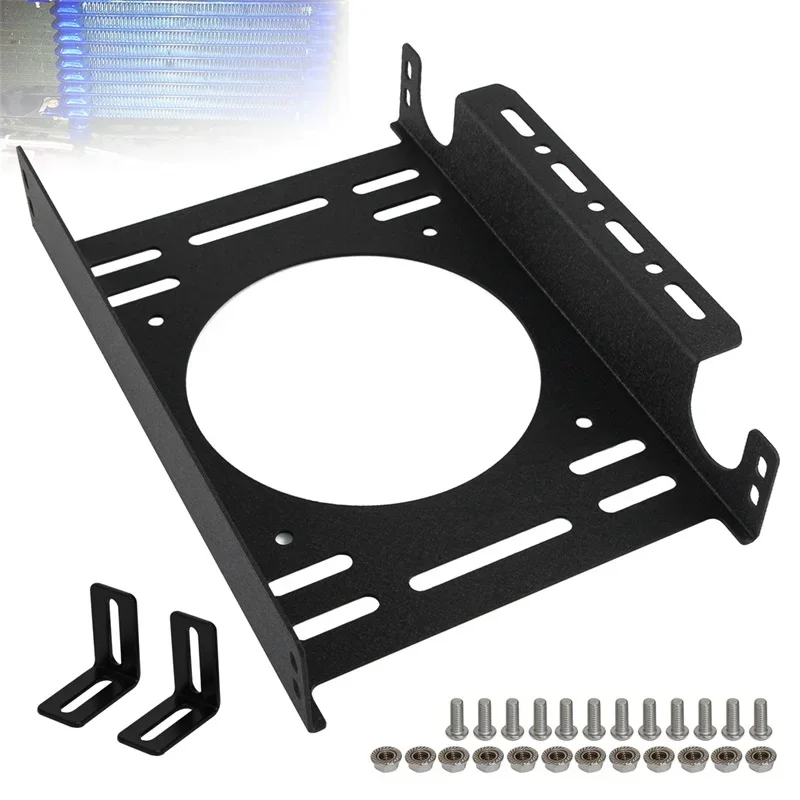 

Universal New Oil Cooler Mounting Bracket Kit 13/15/19 Row Transmission Engine TRUST Style 262MM Aluminum Black
