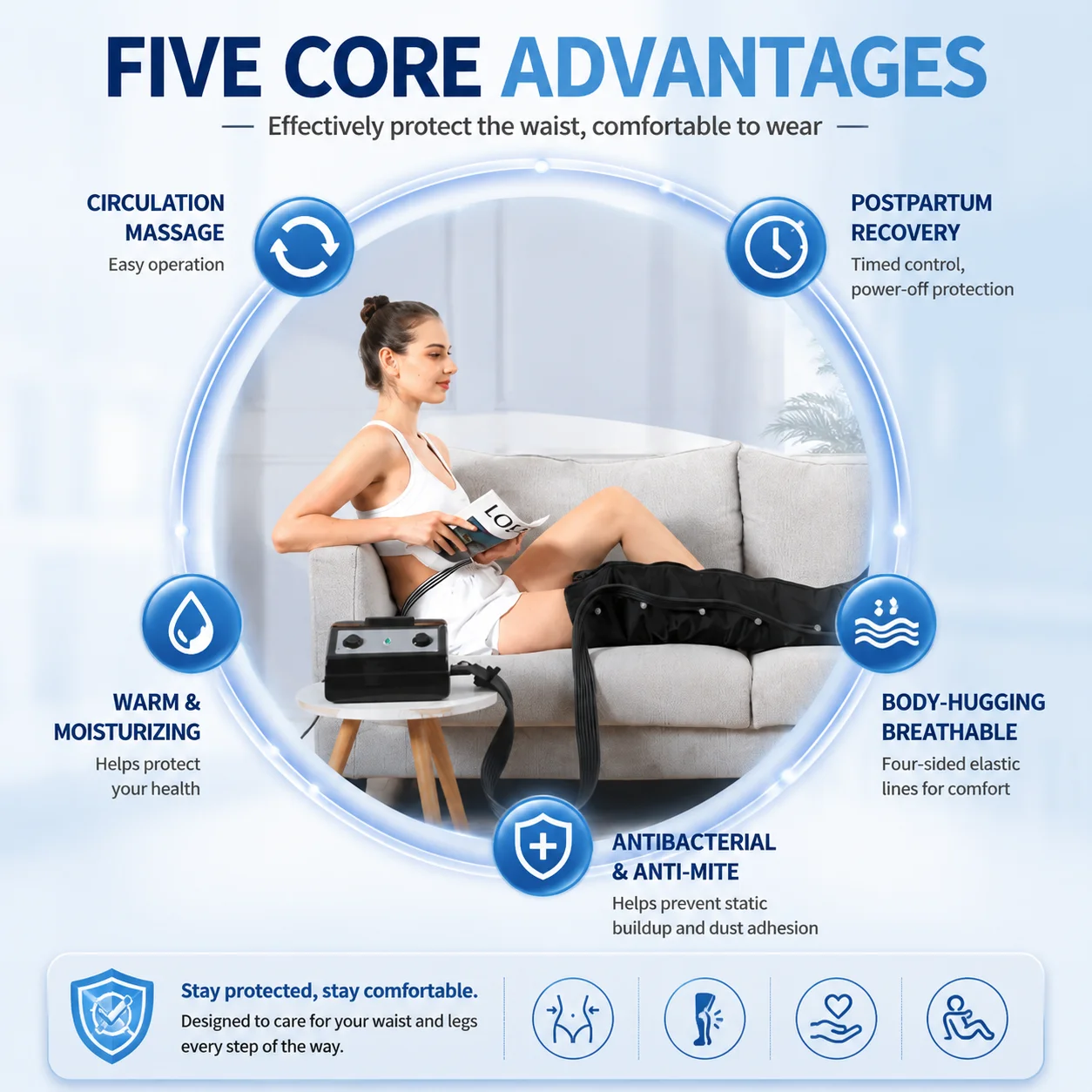 Four-chamber Intelligent Air Wave Massager Pressure Therapy Instrument Leg Muscle Massage Recovery Lymphatic Detoxifier