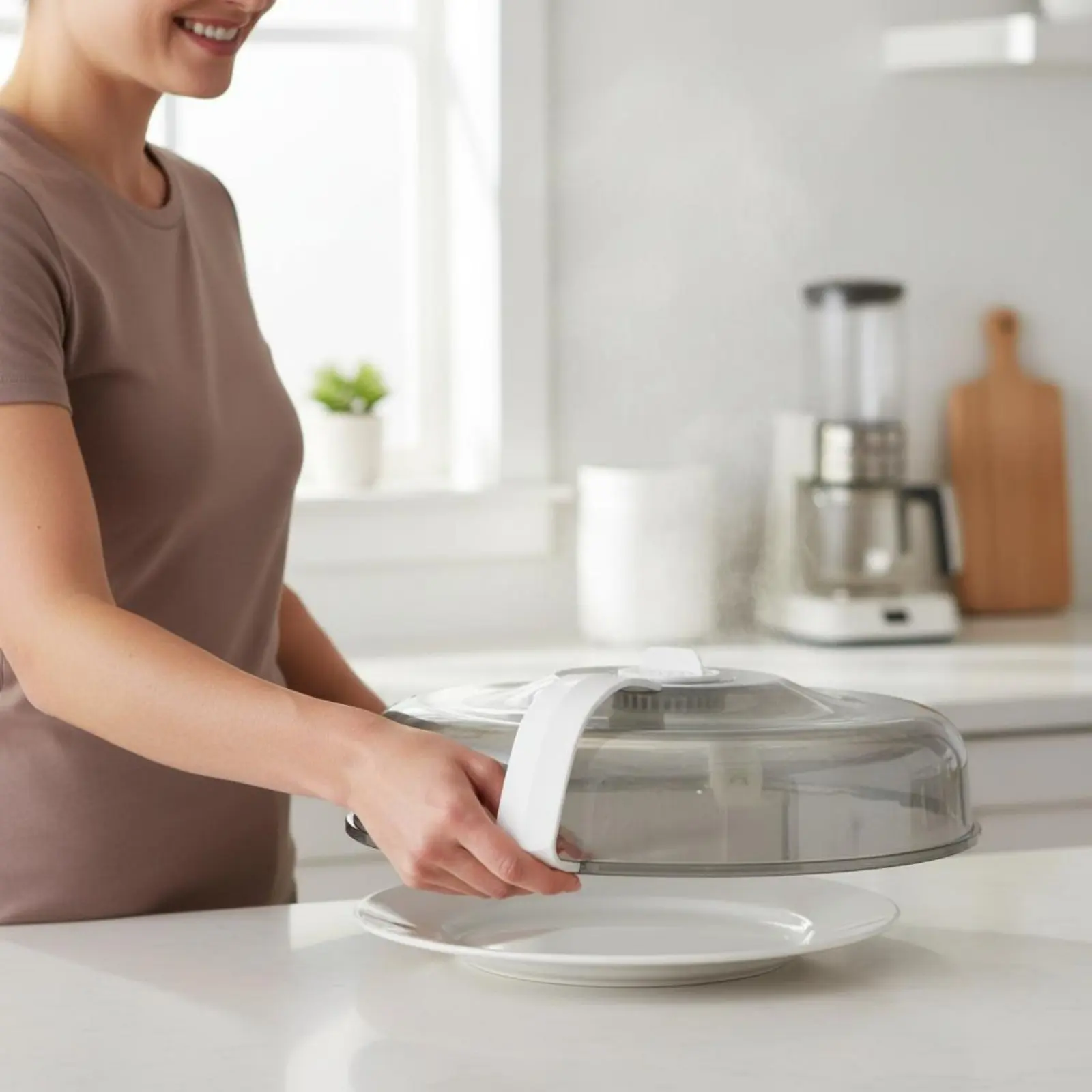 Microwave Plate Cover Steam Vents Microwave Spatter Cover Vented Food Spatter Guard Easy to Clean Kitchen Accessory for Office