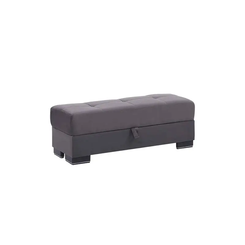 

SkyHaven Upholstered Ottoman with Storage, Gray Microfiber, Ideal for Living Room or Bedroom, Versatile Furniture Piece,