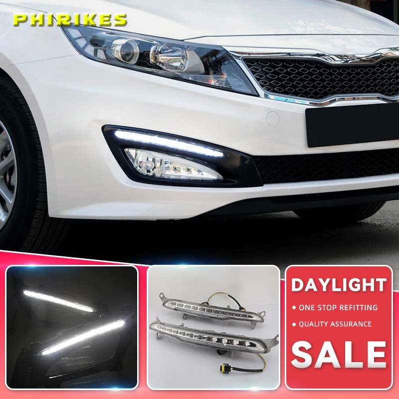 

1 Set Car LED For Kia Optima K5 2011 2012 2013 2014 DRL Daytime Running Light Daylight With Yellow Turn Signal