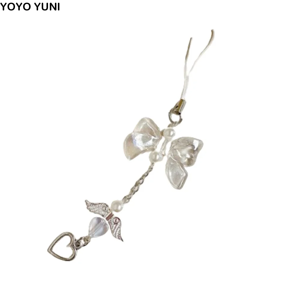 

Love Pendant Heart Fringe Phone Lanyard Sweet Wings Bowknot Phone Chain Backpack Charm Creative Key Chain Pendant Gift