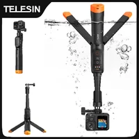 TELESIN 3 en 1 Control remoto subacuático extensible impermeable palo de Selfie trípode barra de flotabilidad para Gopro Hero 9 10 11 12 13 Max