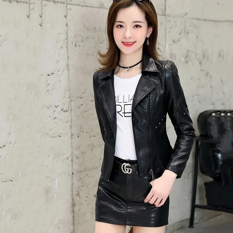 Women Jackets Spring Autumn New Faux Leather Jacket Womens Casual Slim Waterproof Windproof Basic Coats Short Female Jacket