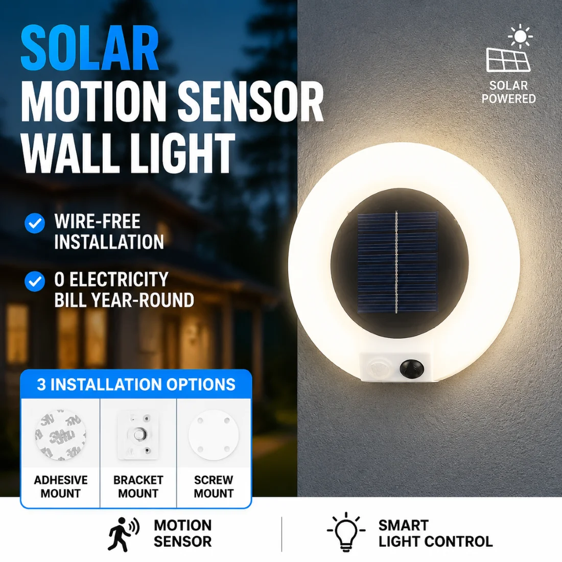 Best-selling villa door , outdoor waterproof wall , solar-powered wall , wire-free garden courtyard motion sensor lights