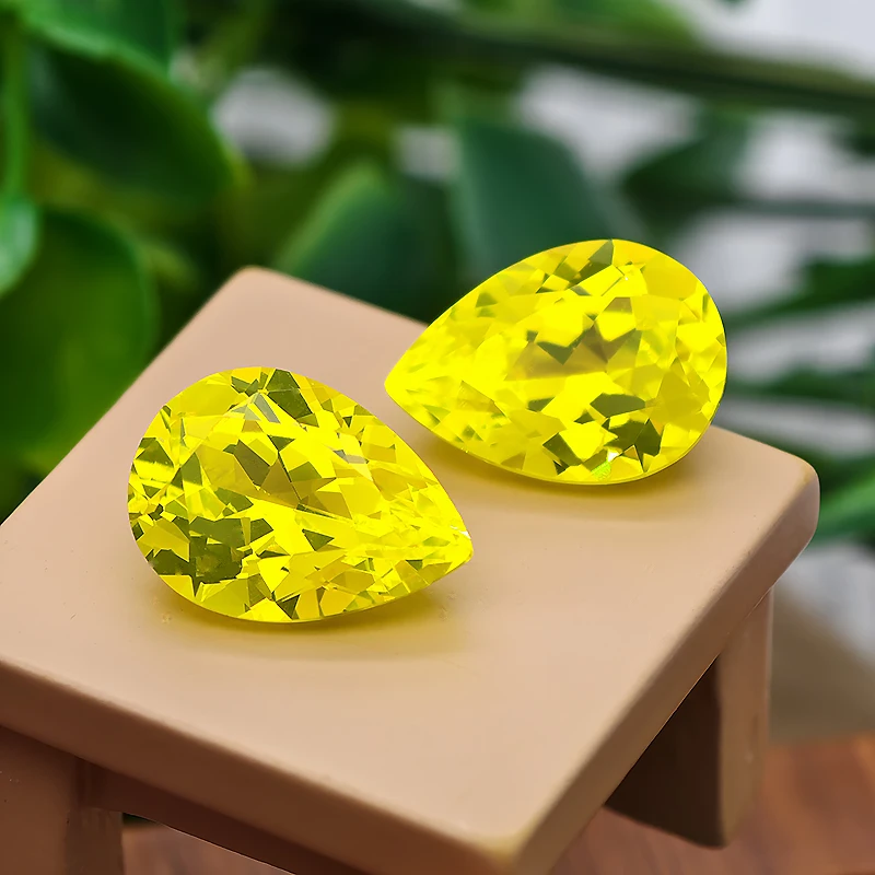 

New Amber Yellow Color Pear Cut Yttrium Aluminium Garnet Pear Cut Loose Gemstone Lab Diamonds for Jewelry Making/DIY