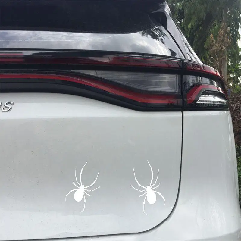 Stiker mobil Spider 2 buah lambang krom lencana dekorasi Halloween aksesori mobil Halloween ornamen stiker lencana laba-laba