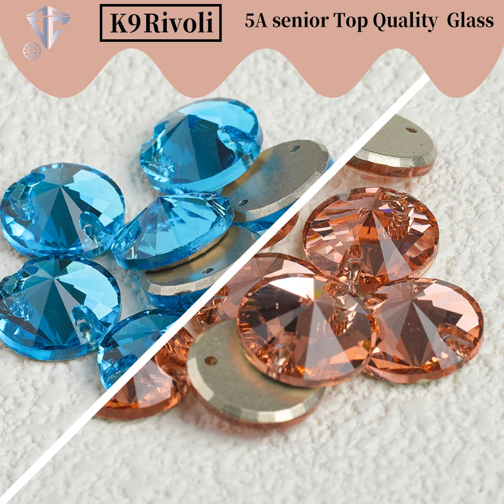 

VC K9 Rivoli, несколько цветов, высококачественные стеклянные пришивные стразы, кристаллы с плоской спинкой, швейные камни для DIY, одежда, свадебное платье