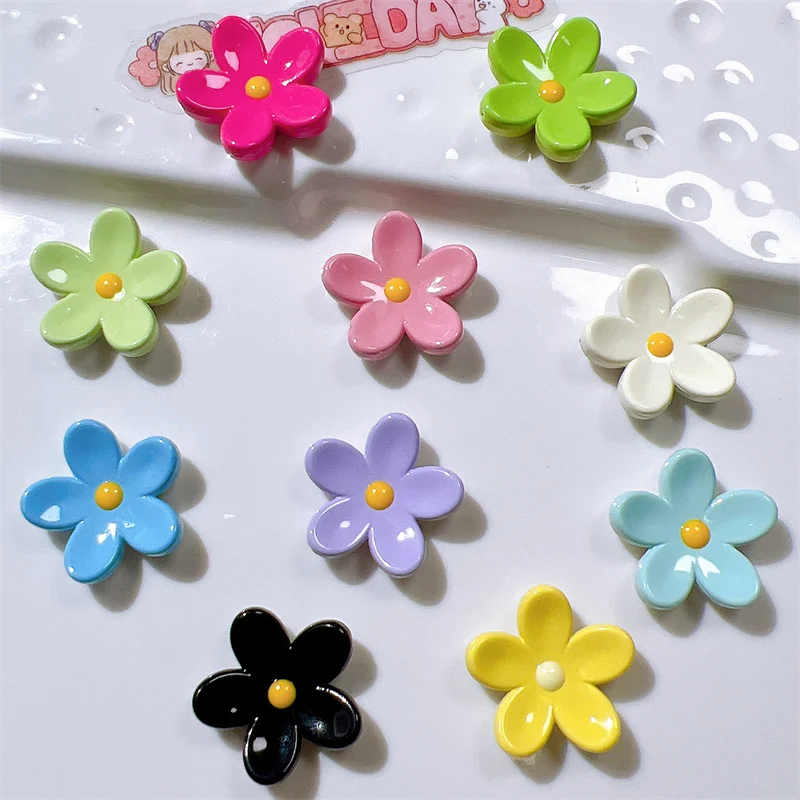 20Pcs Kawaii Color Flower Flatback Resin Girl Hairpin Headwear Accessories DIY Jewelry Crafts Decor Materials Scrapbooking Patch