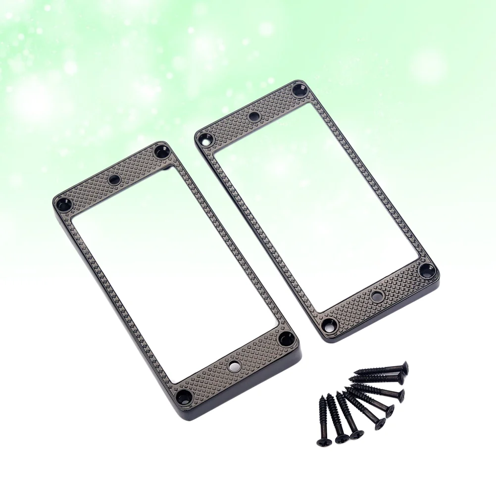2 szt. Metalowy przetwornik do gitary elektrycznej Humbucker płaska podstawa pierścień montażowy rama akcesoria do instrumentów muzycznych GB301E czarny