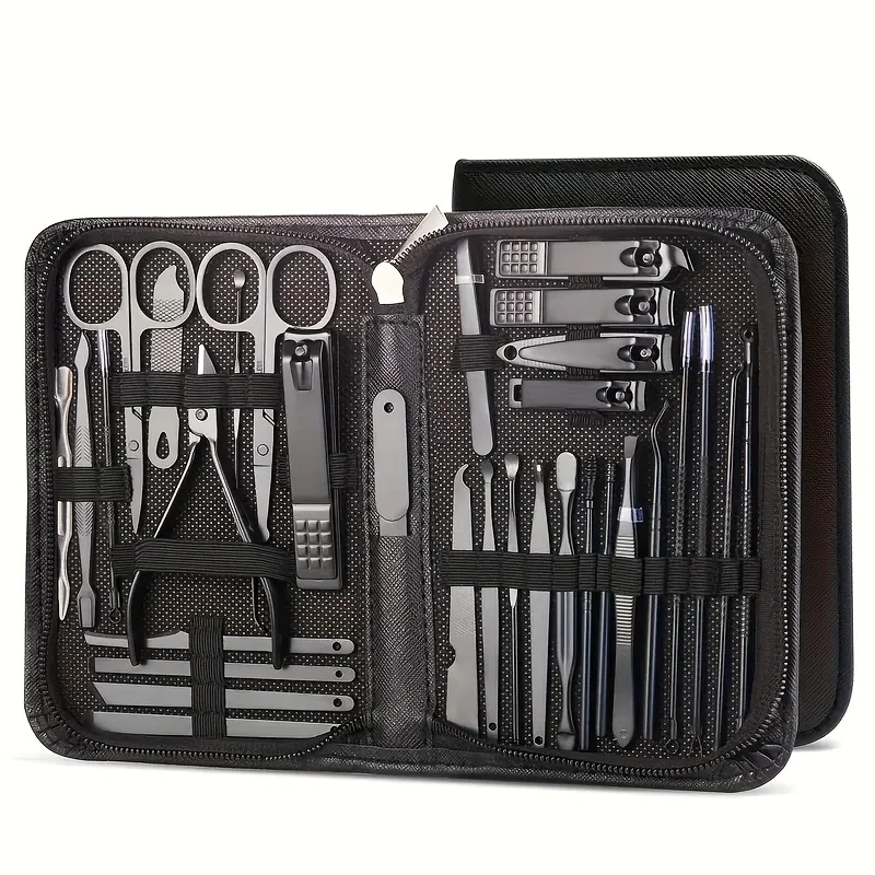 Ensemble de manucure professionnelle 3 pièces, Kit d'outils de soins des ongles en acier inoxydable avec poussoir à cuticules sans huile, lime à ongles, coupe-ongles et