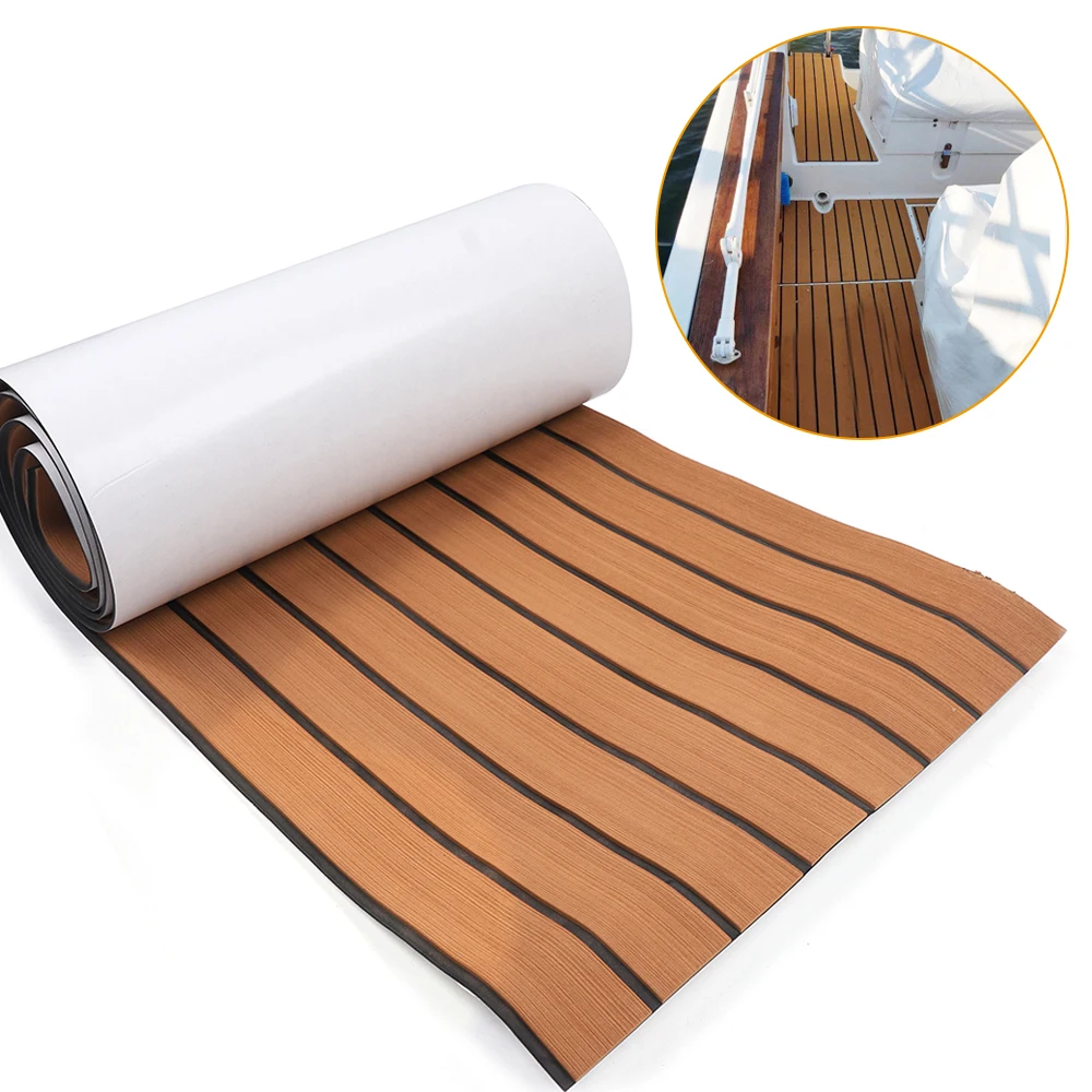 

Boat Marine Deluxe Flooring Mat, Teak Decking, Yacht Sheet Pad, EVA Foam, Self-adhesive, 2400x450x6mm, 94.5 "x 17"