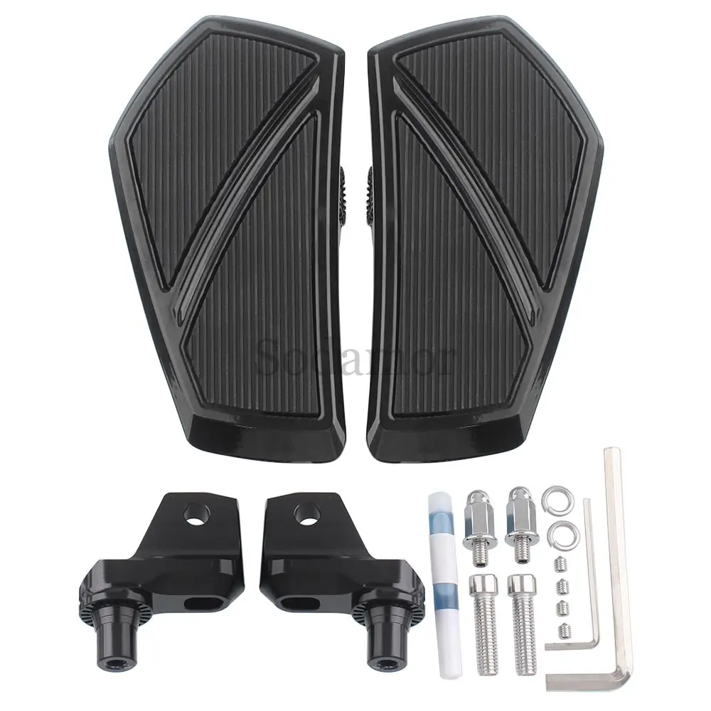 2pcs Motorcycle Front Floorboards Adjustable Black Footrests For BMW R18 '20-'23+ R18 Classic '20-'23+ R18 100 Years '20-'23+