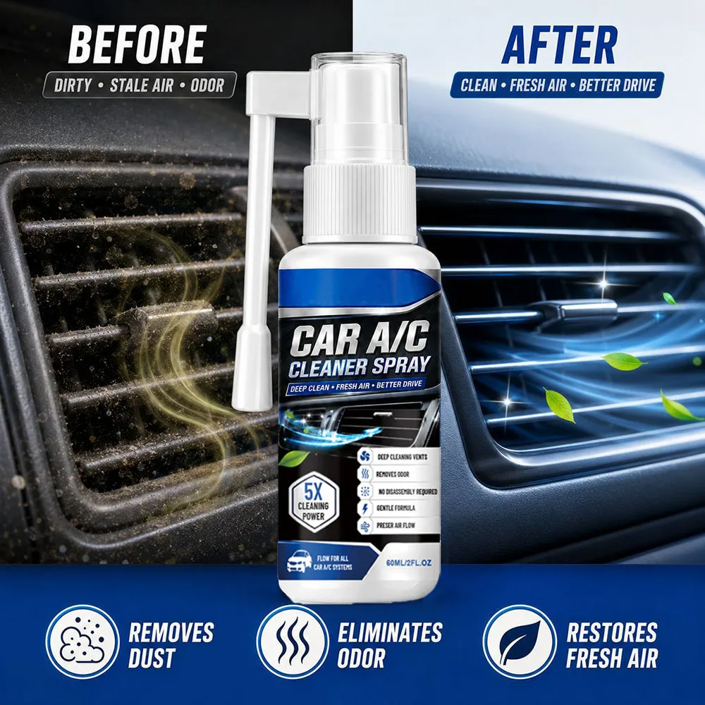 Car Air Conditioner Foam Cleaner Spray Interior AC Vent Cleaning Dust Odor Remover Air Outlet Deodorant For Most Vehicle Models