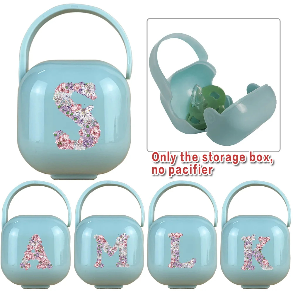 

Blue Cute Pacifier Case For Infant Pacifiers Minimalist Pacifier Holder With Handle Reusable Storage Box Rose Flower Pattern