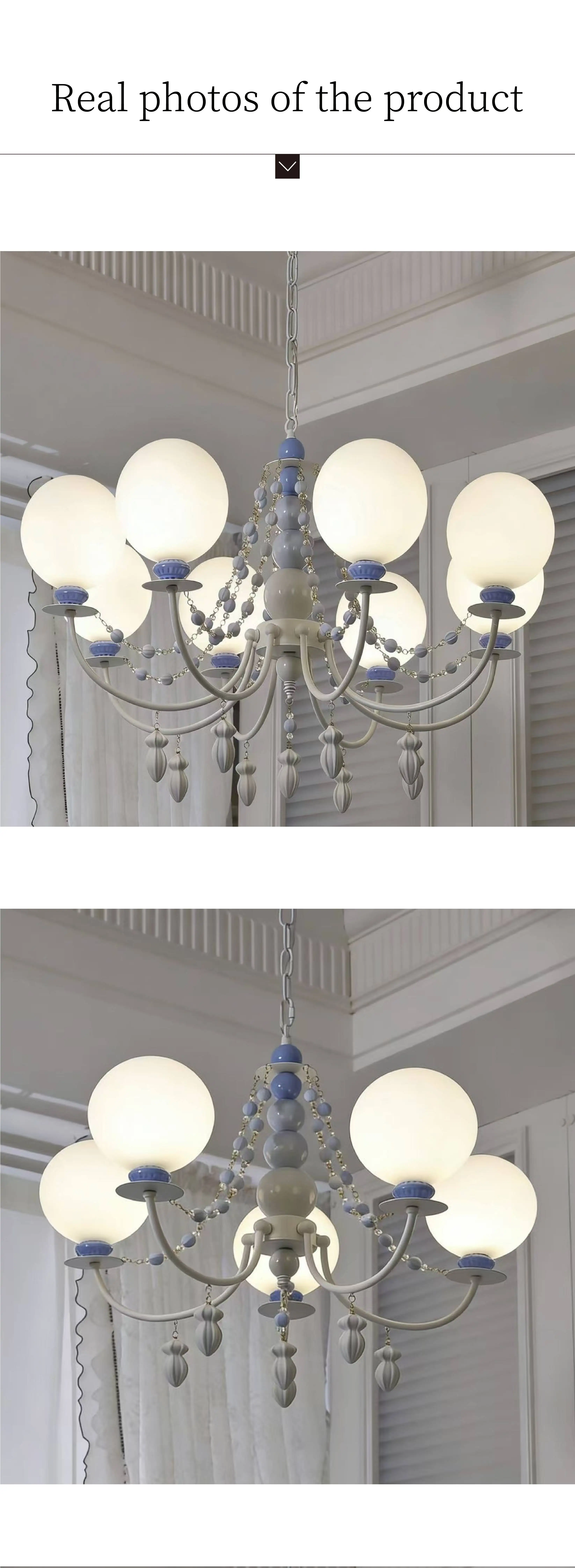 Nordic Creamy LED Chandelier Romantic French Ceramic Pendant