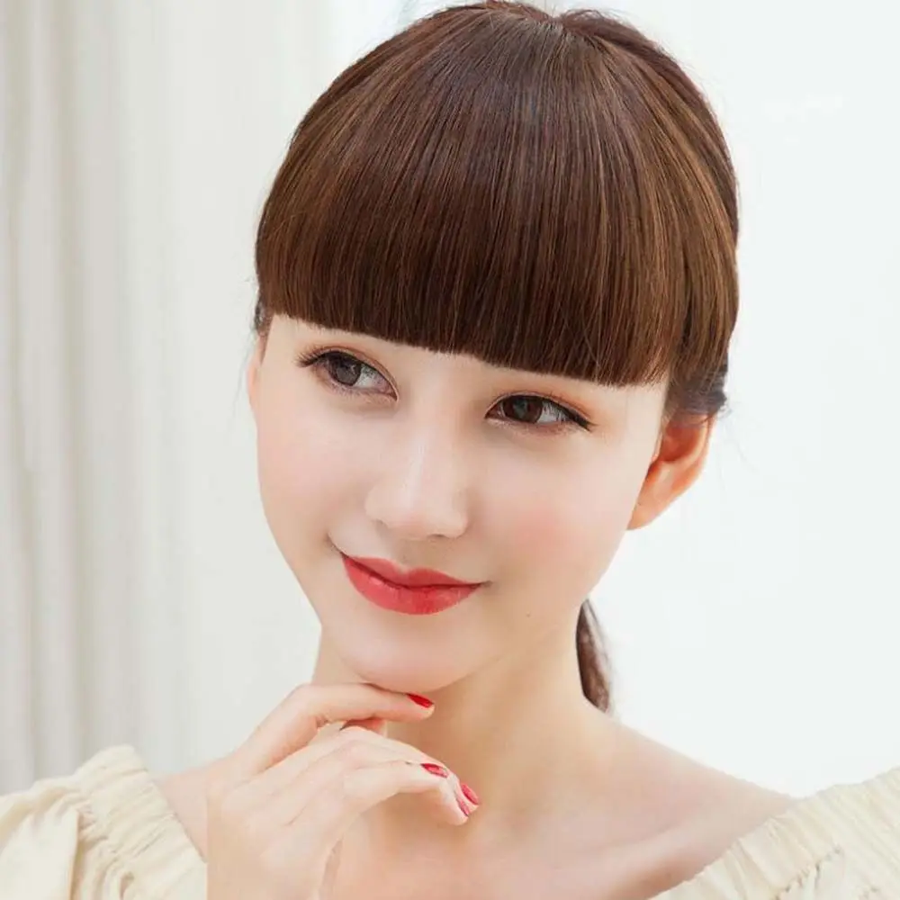 Women Fake Bangs Synthetic Natural Thicken Hair Bangs Hairpiece Hair Extension Clip Short Fake Fringe Overhead Bang