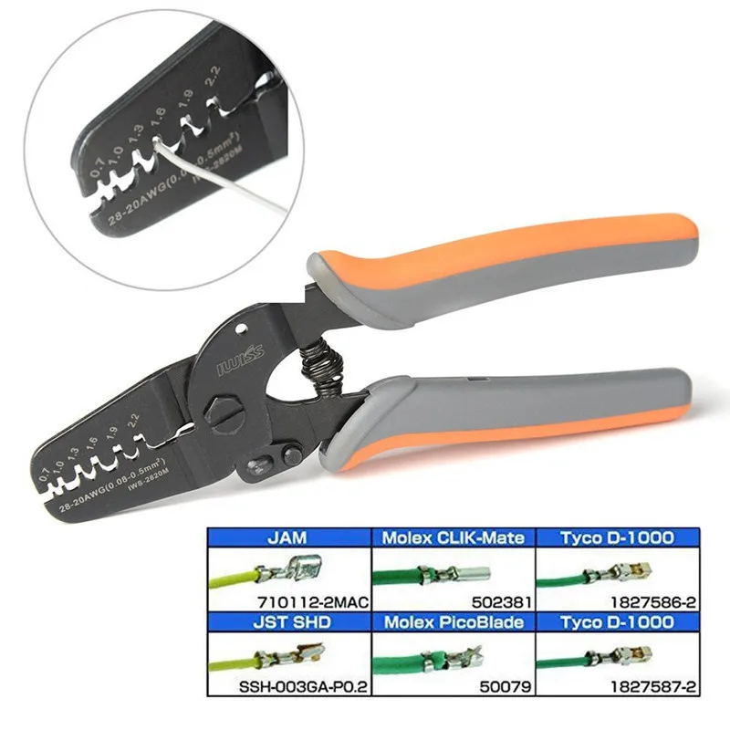 Spade Terminal Crimping Plier, JST1.0 Crimper 1.25mm & 1.5 Pitch 2.0 Wiring Connector