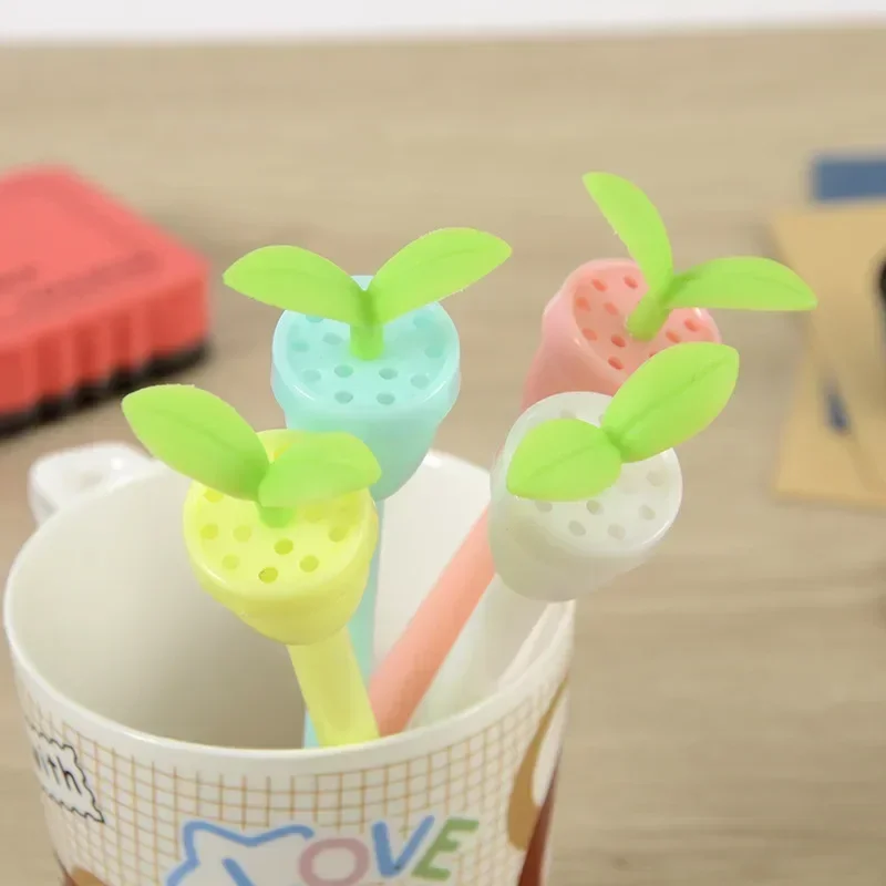 A 30pcs Cartoon Cute Potted Bean Sprout Small Leaf Seedling Neutral Pen Student Stationery Cultural Supplies Black Signature Pen